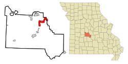 Camden County Missouri Incorporated and Unincorporated areas Osage Beach Highlighted